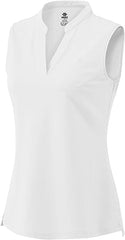 YIRUIYA Women’s Sleeveless Golf Shirts V Neck Sports Polo Shirts Athletic Workout Tops Shirts