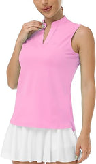 YIRUIYA Women's Sleeveless Golf Polo Tennis Shirt  V-Neck Athletic Tops