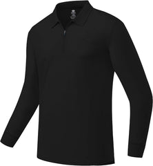 YIRUIYA Men's Golf Shirts Long Sleeve Polo Shirt Casual Solid