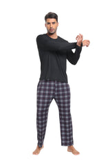 YIRUIYA Plaid Long Sleeve Soft Loungewear Pajama Set