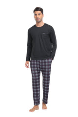 YIRUIYA Plaid Long Sleeve Soft Loungewear Pajama Set