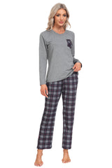 YIRUIYA Plaid Long Sleeve Soft Loungewear Pajama Set