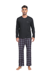 YIRUIYA Plaid Long Sleeve Soft Loungewear Pajama Set