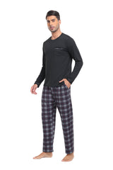 YIRUIYA Plaid Long Sleeve Soft Loungewear Pajama Set