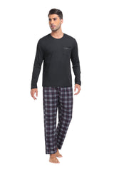 YIRUIYA Plaid Long Sleeve Soft Loungewear Pajama Set