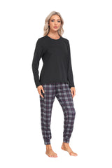 YIRUIYA Women's Long Sleeve Plaid Pants Pajama Set