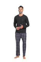 YIRUIYA Plaid Long Sleeve Soft Loungewear Pajama Set