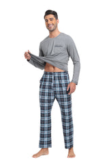 YIRUIYA Plaid Long Sleeve Soft Loungewear Pajama Set