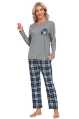 YIRUIYA Plaid Long Sleeve Soft Loungewear Pajama Set