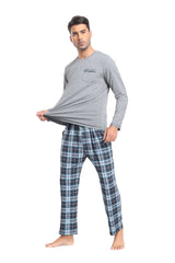 YIRUIYA Plaid Long Sleeve Soft Loungewear Pajama Set