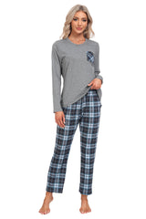 YIRUIYA Plaid Long Sleeve Soft Loungewear Pajama Set