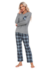 YIRUIYA Plaid Long Sleeve Soft Loungewear Pajama Set