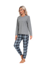 YIRUIYA Women's Long Sleeve Plaid Pants Pajama Set