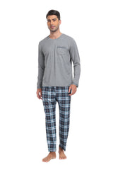 YIRUIYA Plaid Long Sleeve Soft Loungewear Pajama Set