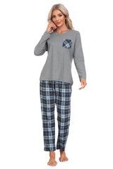 YIRUIYA Plaid Long Sleeve Soft Loungewear Pajama Set