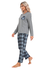 YIRUIYA Plaid Long Sleeve Soft Loungewear Pajama Set