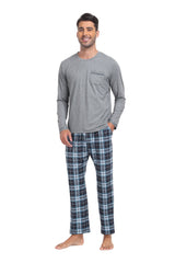 YIRUIYA Plaid Long Sleeve Soft Loungewear Pajama Set