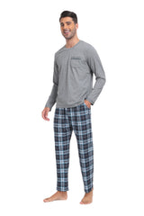 YIRUIYA Plaid Long Sleeve Soft Loungewear Pajama Set