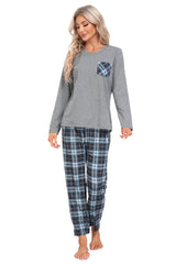 YIRUIYA Plaid Long Sleeve Soft Loungewear Pajama Set