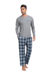 YIRUIYA Plaid Long Sleeve Soft Loungewear Pajama Set