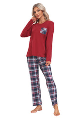 YIRUIYA Plaid Long Sleeve Soft Loungewear Pajama Set