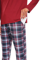 YIRUIYA Plaid Long Sleeve Soft Loungewear Pajama Set