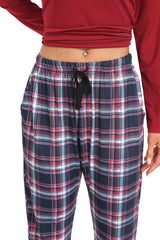 YIRUIYA Women's Long Sleeve Plaid Pants Pajama Set