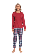 YIRUIYA Women's Long Sleeve Plaid Pants Pajama Set