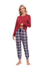 YIRUIYA Women's Long Sleeve Plaid Pants Pajama Set