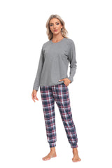 YIRUIYA Women's Long Sleeve Plaid Pants Pajama Set