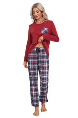 YIRUIYA Plaid Long Sleeve Soft Loungewear Pajama Set