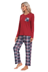 YIRUIYA Plaid Long Sleeve Soft Loungewear Pajama Set