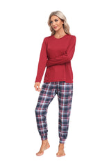 YIRUIYA Women's Long Sleeve Plaid Pants Pajama Set