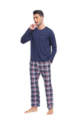 YIRUIYA Plaid Long Sleeve Soft Loungewear Pajama Set