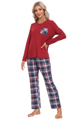 YIRUIYA Plaid Long Sleeve Soft Loungewear Pajama Set