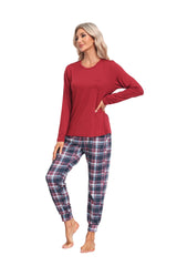 YIRUIYA Women's Long Sleeve Plaid Pants Pajama Set