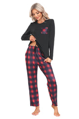 YIRUIYA Plaid Long Sleeve Soft Loungewear Pajama Set