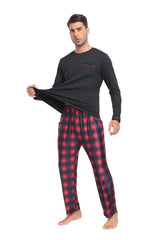 YIRUIYA Plaid Long Sleeve Soft Loungewear Pajama Set