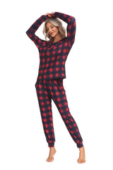 YIRUIYA Women's Long Sleeve Plaid Pants Pajama Set