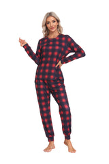 YIRUIYA Women's Long Sleeve Plaid Pants Pajama Set