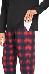 YIRUIYA Women's Long Sleeve Plaid Pants Pajama Set