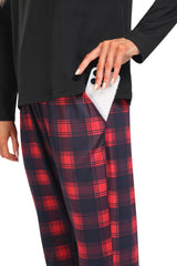 YIRUIYA Plaid Long Sleeve Soft Loungewear Pajama Set