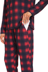 YIRUIYA Women's Long Sleeve Plaid Pants Pajama Set