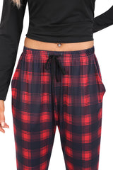 YIRUIYA Plaid Long Sleeve Soft Loungewear Pajama Set