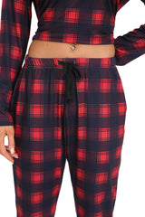 YIRUIYA Women's Long Sleeve Plaid Pants Pajama Set