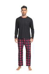 YIRUIYA Plaid Long Sleeve Soft Loungewear Pajama Set