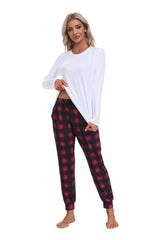 YIRUIYA Women's Long Sleeve Plaid Pants Pajama Set