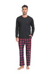 YIRUIYA Plaid Long Sleeve Soft Loungewear Pajama Set