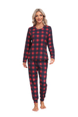 YIRUIYA Women's Long Sleeve Plaid Pants Pajama Set