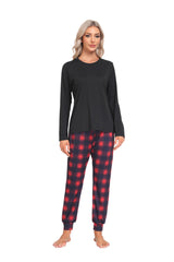 YIRUIYA Women's Long Sleeve Plaid Pants Pajama Set